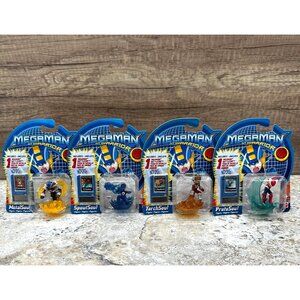 4 Vtg Mega Man NT Warrior Figure Metal, Spoul, Torch, Proto Battle Chip Mattel